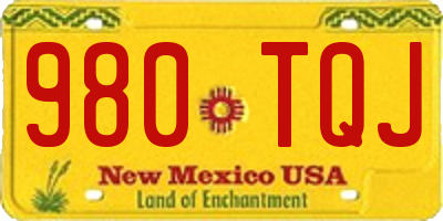 NM license plate 980TQJ
