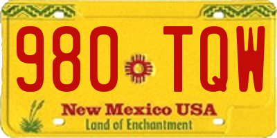 NM license plate 980TQW