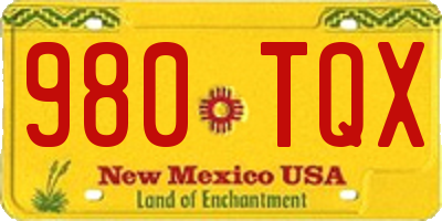 NM license plate 980TQX