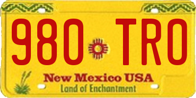 NM license plate 980TRO