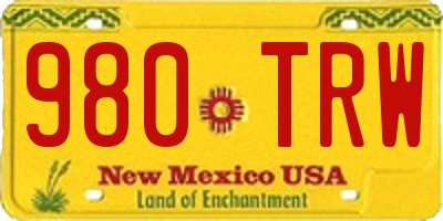 NM license plate 980TRW