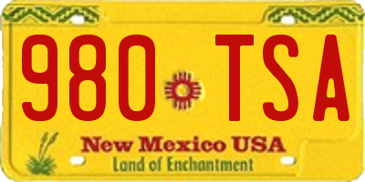 NM license plate 980TSA