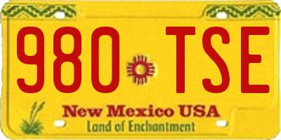 NM license plate 980TSE