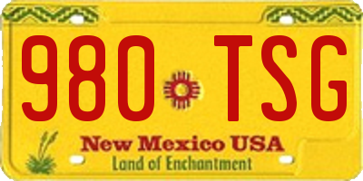 NM license plate 980TSG