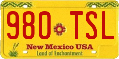 NM license plate 980TSL