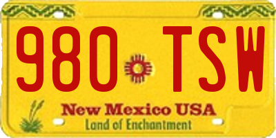 NM license plate 980TSW