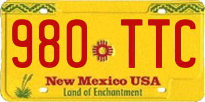 NM license plate 980TTC
