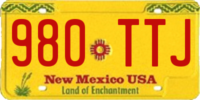 NM license plate 980TTJ