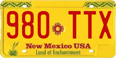 NM license plate 980TTX