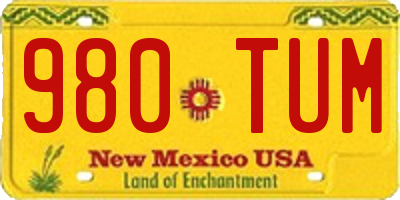NM license plate 980TUM