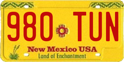 NM license plate 980TUN