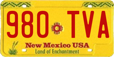 NM license plate 980TVA