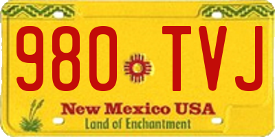 NM license plate 980TVJ