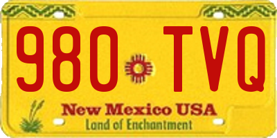 NM license plate 980TVQ