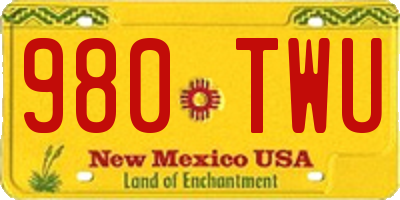 NM license plate 980TWU