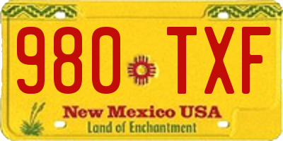 NM license plate 980TXF