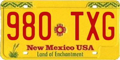 NM license plate 980TXG