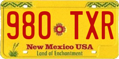 NM license plate 980TXR