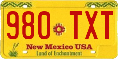 NM license plate 980TXT