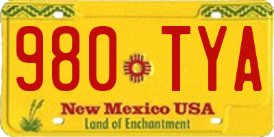 NM license plate 980TYA