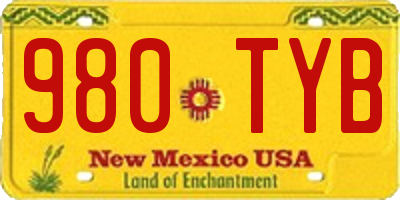 NM license plate 980TYB