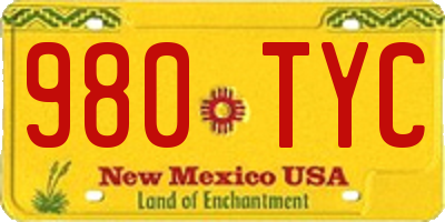NM license plate 980TYC