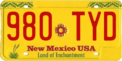 NM license plate 980TYD