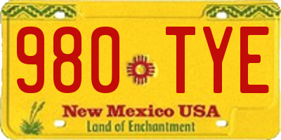 NM license plate 980TYE