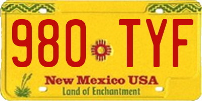 NM license plate 980TYF