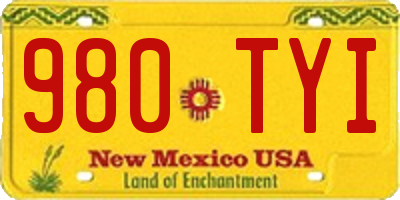 NM license plate 980TYI