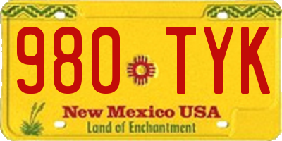 NM license plate 980TYK