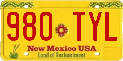 NM license plate 980TYL