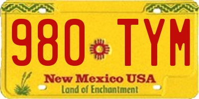 NM license plate 980TYM