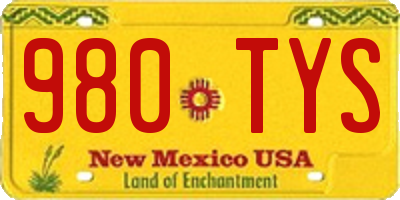 NM license plate 980TYS