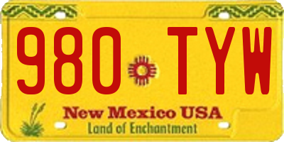 NM license plate 980TYW
