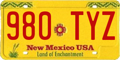 NM license plate 980TYZ
