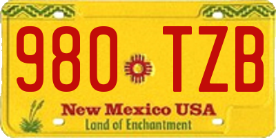 NM license plate 980TZB