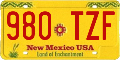 NM license plate 980TZF
