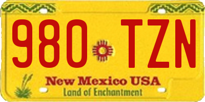 NM license plate 980TZN