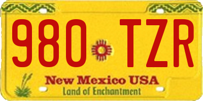NM license plate 980TZR