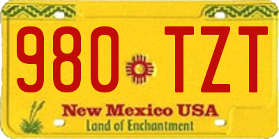 NM license plate 980TZT