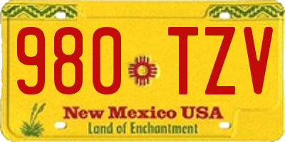 NM license plate 980TZV