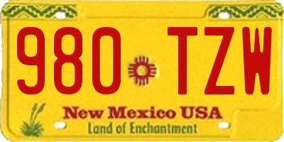 NM license plate 980TZW