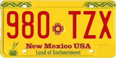 NM license plate 980TZX