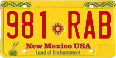 NM license plate 981RAB