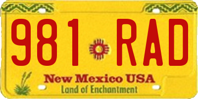 NM license plate 981RAD