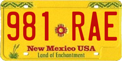 NM license plate 981RAE