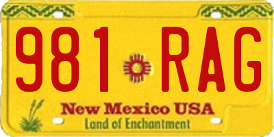 NM license plate 981RAG