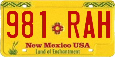 NM license plate 981RAH