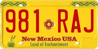 NM license plate 981RAJ